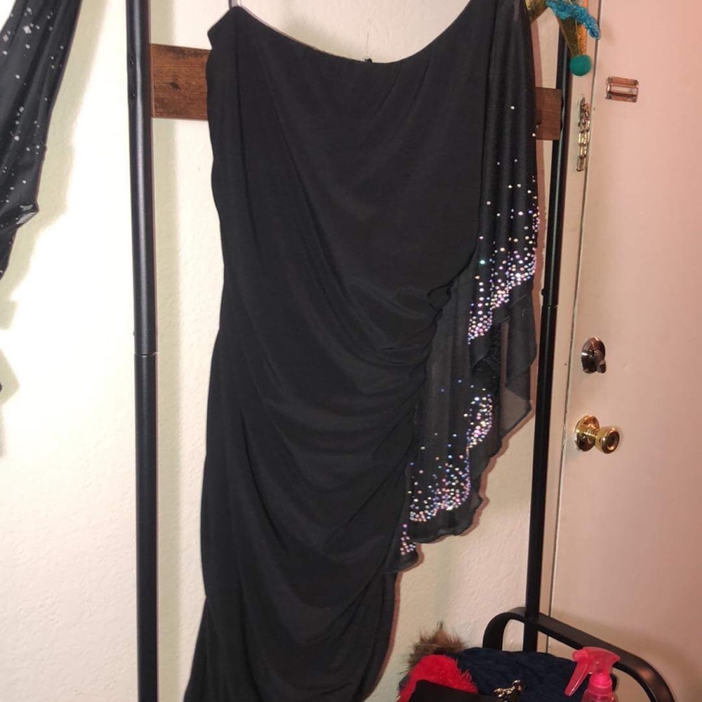 Black Sparkly Arm Dress